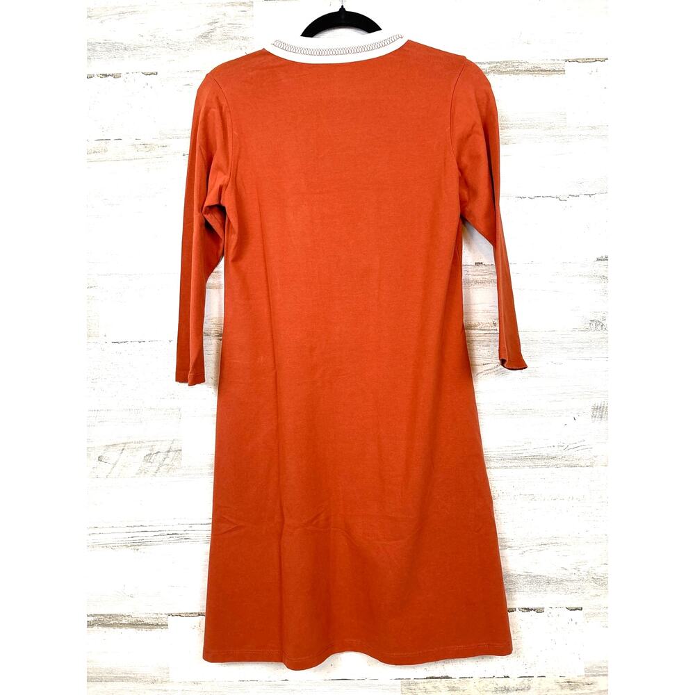 Spartina 449 Womens S Dark Orange Monica Tunic Midi Dress Embroidered Floral - Picture 2 of 7